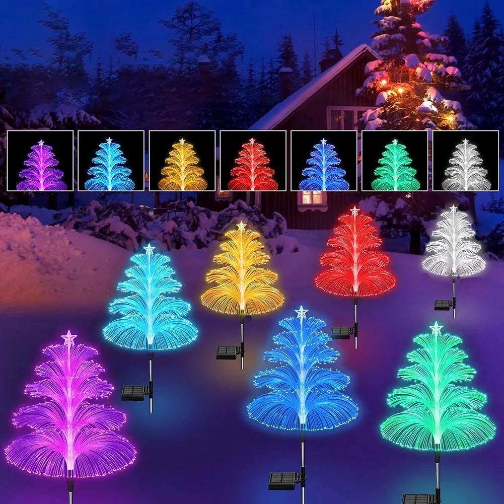 색상 변경 태양열 꽃 조명 다채로운 오각형 해파리 빛, IP65 방수 야외 LED 조경 램프, 야외 잔디